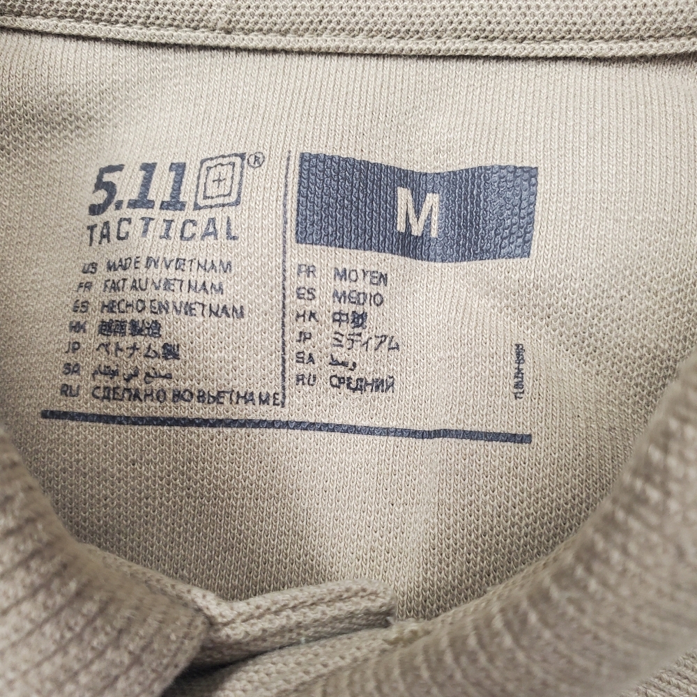 5.11 tactical Polo Shirt Tan Beige Mens Medium Short Sleeves EUC - Picture 2 of 9
